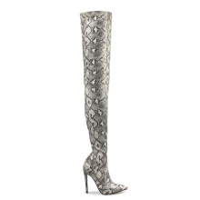 Winter Snakeskin Pointed Stiletto Over The Knee Boots Ladies Super High Heel Boots